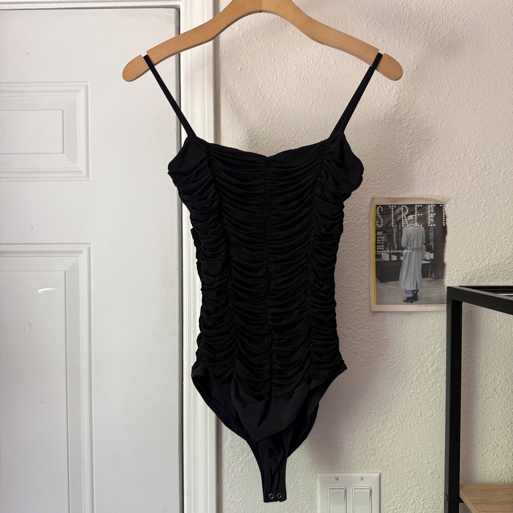 AGOLDE black‎ ruched sleeveless knit bodysuit